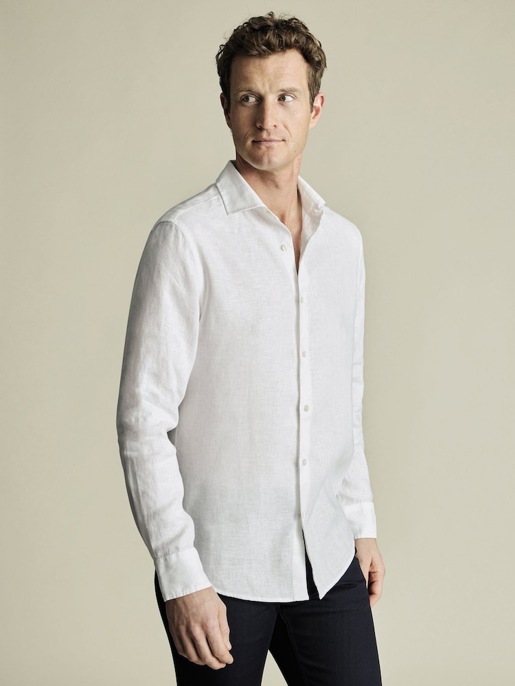 Charles Tyrwhitt Slim Fit Plain Cutaway Pure 100% Linen Shirt - Bild 1 von 6