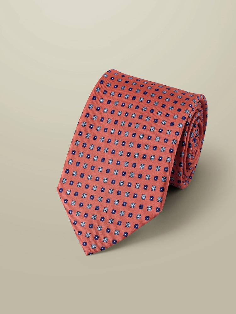 Charles Tyrwhitt Pink Silk Print Tie - Image 1 of 2