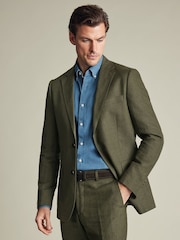 Charles Tyrwhitt Green Slim Fit Slim Fit 100% Linen Jacket - Image 1 of 6