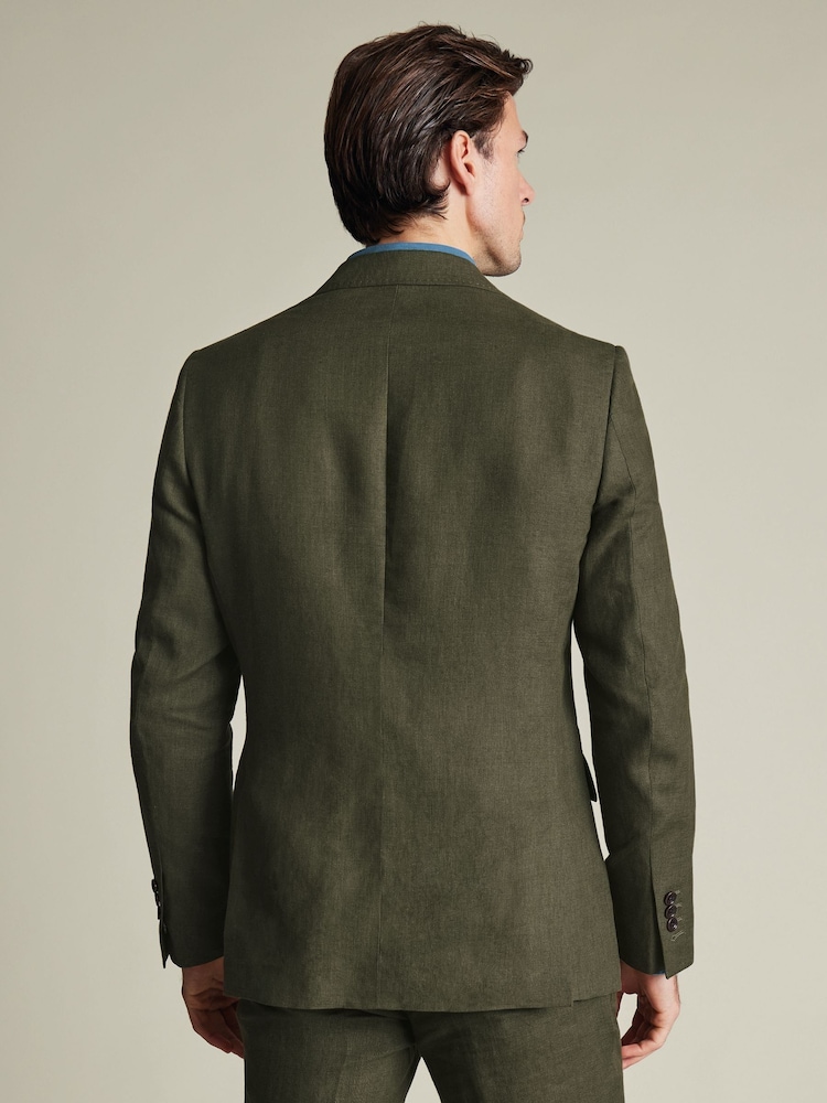 Charles Tyrwhitt Green Slim Fit Slim Fit 100% Linen Jacket - Image 2 of 6