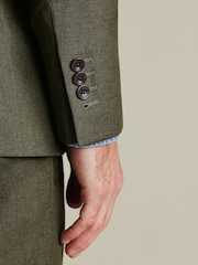 Charles Tyrwhitt Green Slim Fit Slim Fit 100% Linen Jacket - Image 3 of 6