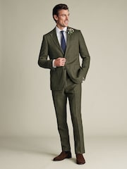 Charles Tyrwhitt Green Slim Fit Slim Fit 100% Linen Jacket - Image 4 of 6