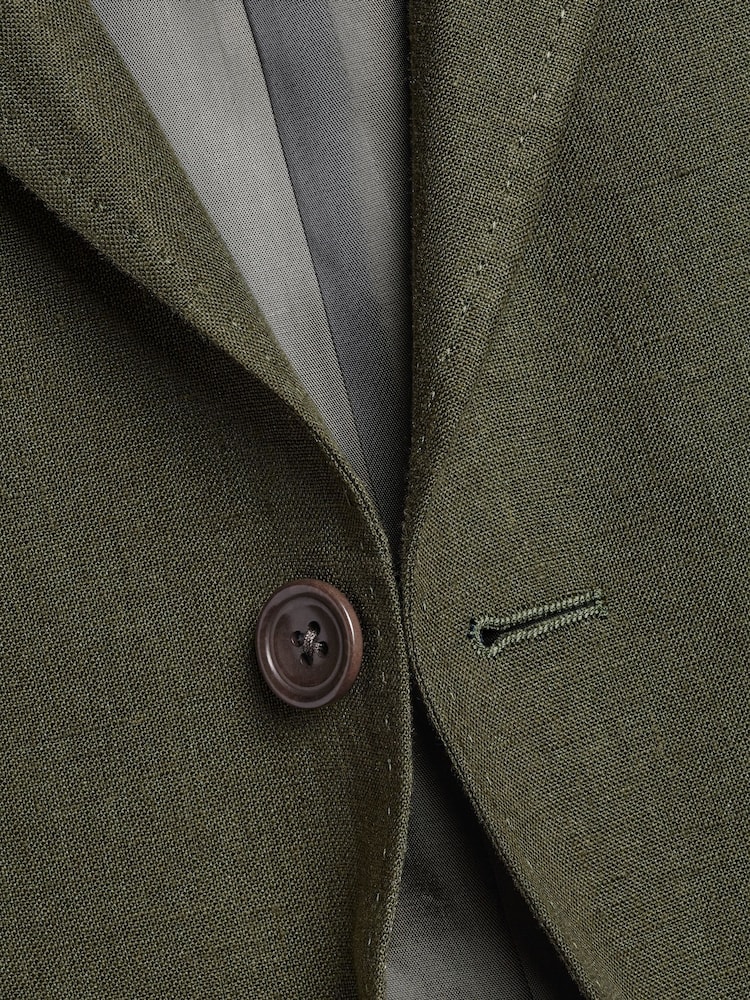 Charles Tyrwhitt Green Slim Fit Slim Fit 100% Linen Jacket - Image 6 of 6