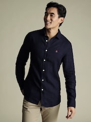 Charles Tyrwhitt Blue Slim Fit Slim Fit Plain Button-Down Stretch Washed 100% Cotton Oxford Shirt - Image 1 of 6