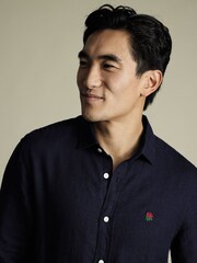 Charles Tyrwhitt Blue Slim Fit Slim Fit Plain Button-Down Stretch Washed 100% Cotton Oxford Shirt - Image 2 of 6