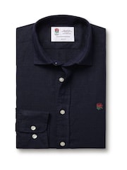 Charles Tyrwhitt Blue Slim Fit Slim Fit Plain Button-Down Stretch Washed 100% Cotton Oxford Shirt - Image 5 of 6