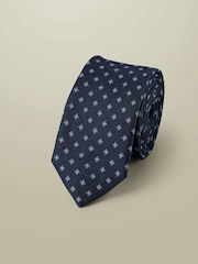 Charles Tyrwhitt Blue Silk Linen Printed Tie - Image 1 of 2