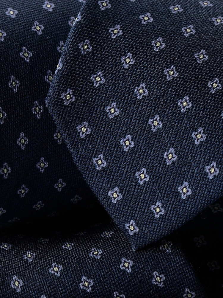 Charles Tyrwhitt Blue Silk Linen Printed Tie - Image 2 of 2