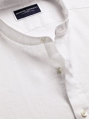 Charles Tyrwhitt White Slim Fit Plain Collarless Pure 100% Linen Shirt - Image 4 of 6