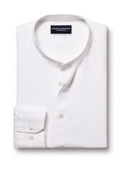 Charles Tyrwhitt White Slim Fit Plain Collarless Pure 100% Linen Shirt - Image 5 of 6