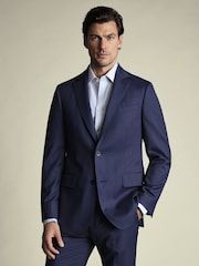 Charles Tyrwhitt Blue Slim Fit Sharkskin Slim Fit Jacket - Image 1 of 6