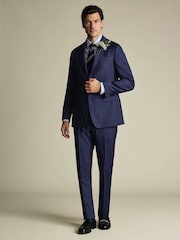 Charles Tyrwhitt Blue Slim Fit Sharkskin Slim Fit Jacket - Image 4 of 6