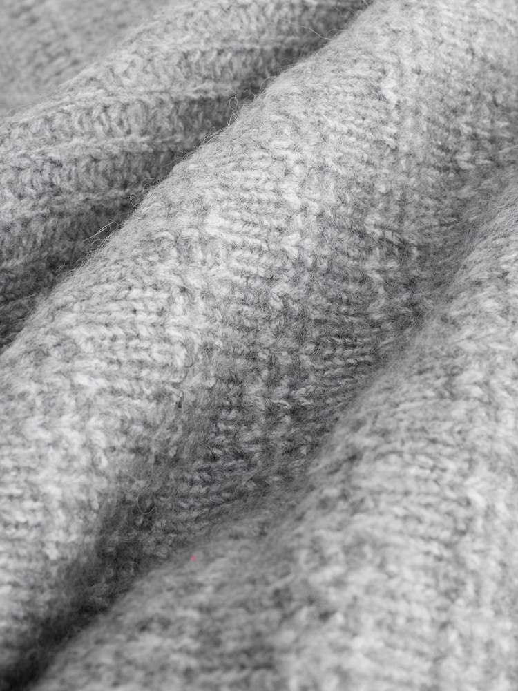 Grey Ribbed Longline V-Neck Jumper With Wool - Image 3 of 3