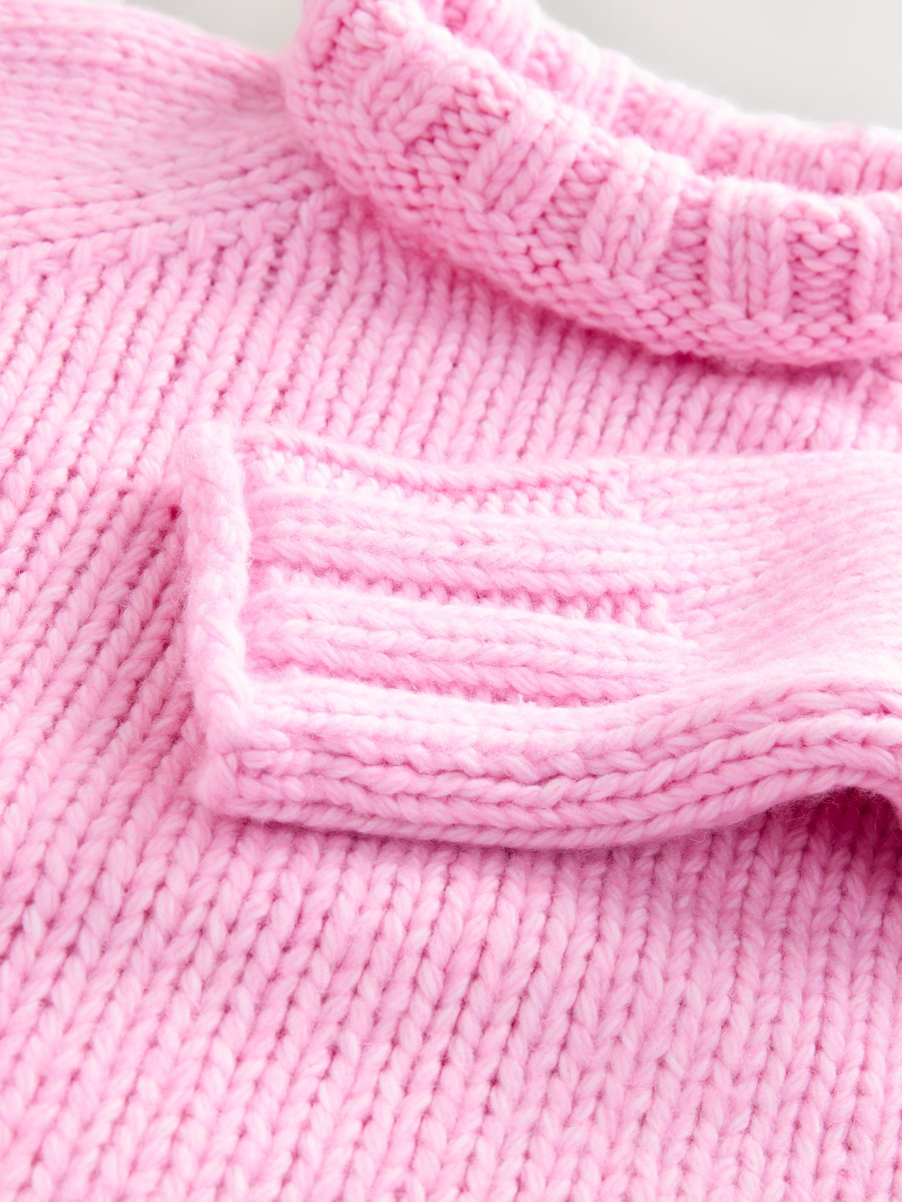 Buy Bright Pink Chunky Knit Stand Neck Jumper With Wool from Next USA