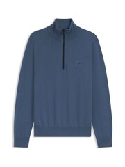 BOSS Blue Kanobix Quarter Zip Logo Jumper - Image 1 of 1
