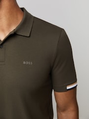 BOSS Green Regular Fit Parlay Cuff Detail Logo Polo Shirt - Image 5 of 5