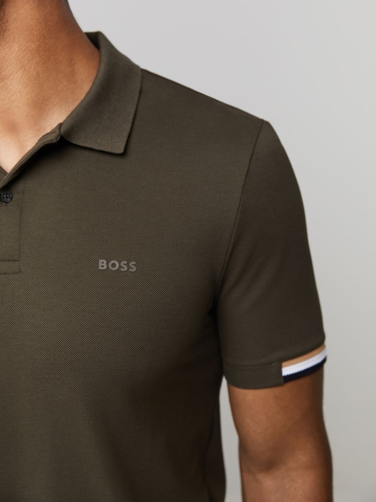 BOSS Green Regular Fit Parlay Cuff Detail Logo Polo Shirt - Image 5 of 5