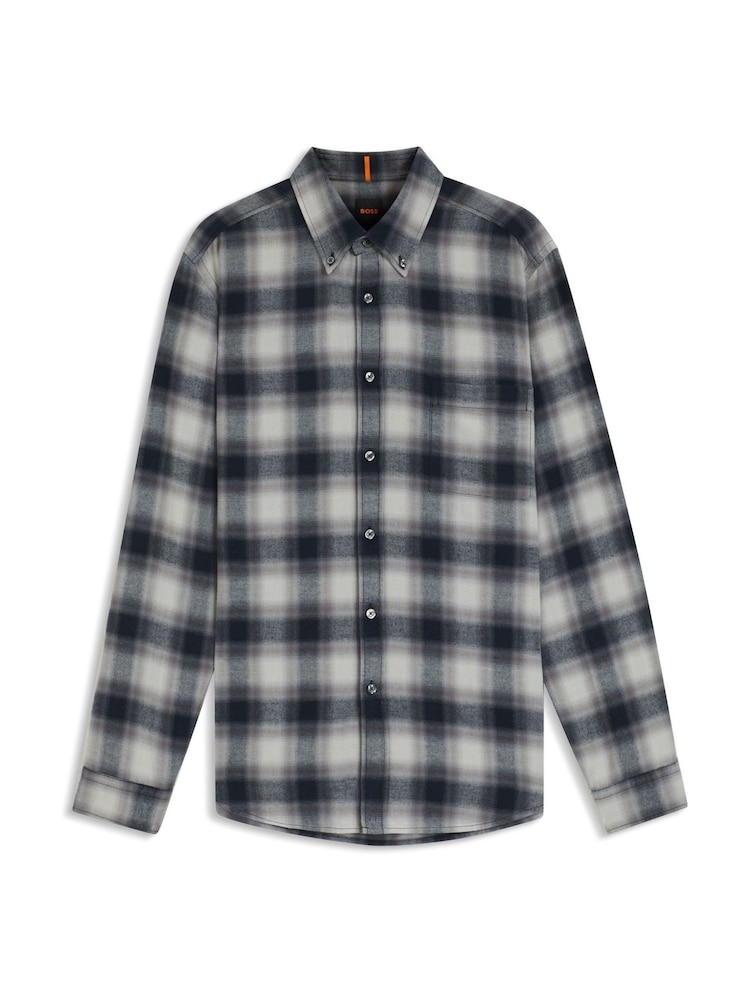 BOSS Grey Rickert Check Flannel Shirt - Image 1 of 1