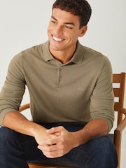 Marrón - BOSS Regular Fit Bono Long Sleeve Knitted Polo Shirt - Imagen 3 de 4