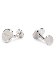BOSS Silver Tone Logo Cufflinks - Image 1 of 1