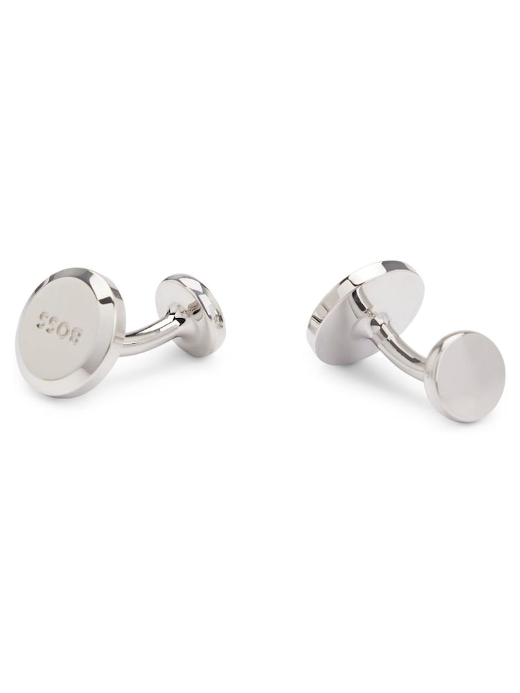 BOSS Silver Tone Logo Cufflinks - Image 1 of 1