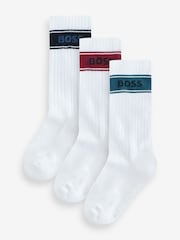 BOSS Natural Rib Logo Socks 3 Pack - Image 1 of 4