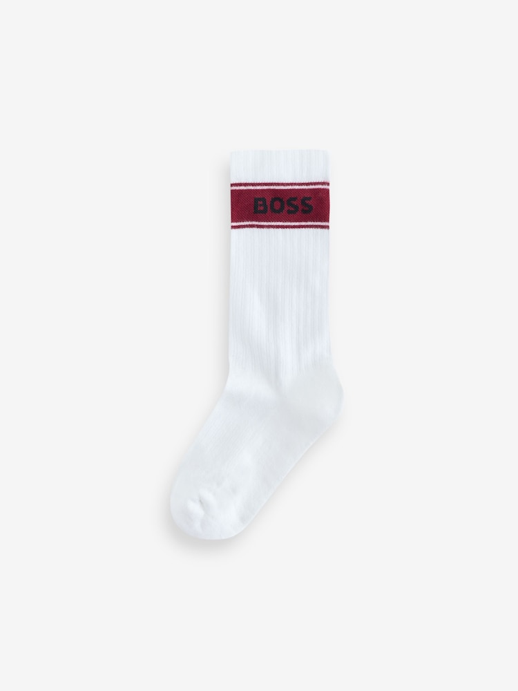 BOSS Natural Rib Logo Socks 3 Pack - Image 2 of 4