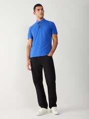 BOSS Blue Regular Fit Paddy Logo Placket Polo Shirt - Image 3 of 4