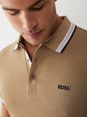 BOSS Natural Regular Fit Paddy Tipped Collar Polo Shirt - Image 4 of 5