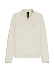 BOSS White Regular Fit Ever Zip Neck Polo Shirt - Image 1 of 1