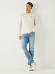 Blanco - BOSS Regular Fit Ever Zip Neck Polo Shirt - Imagen 3 de 5