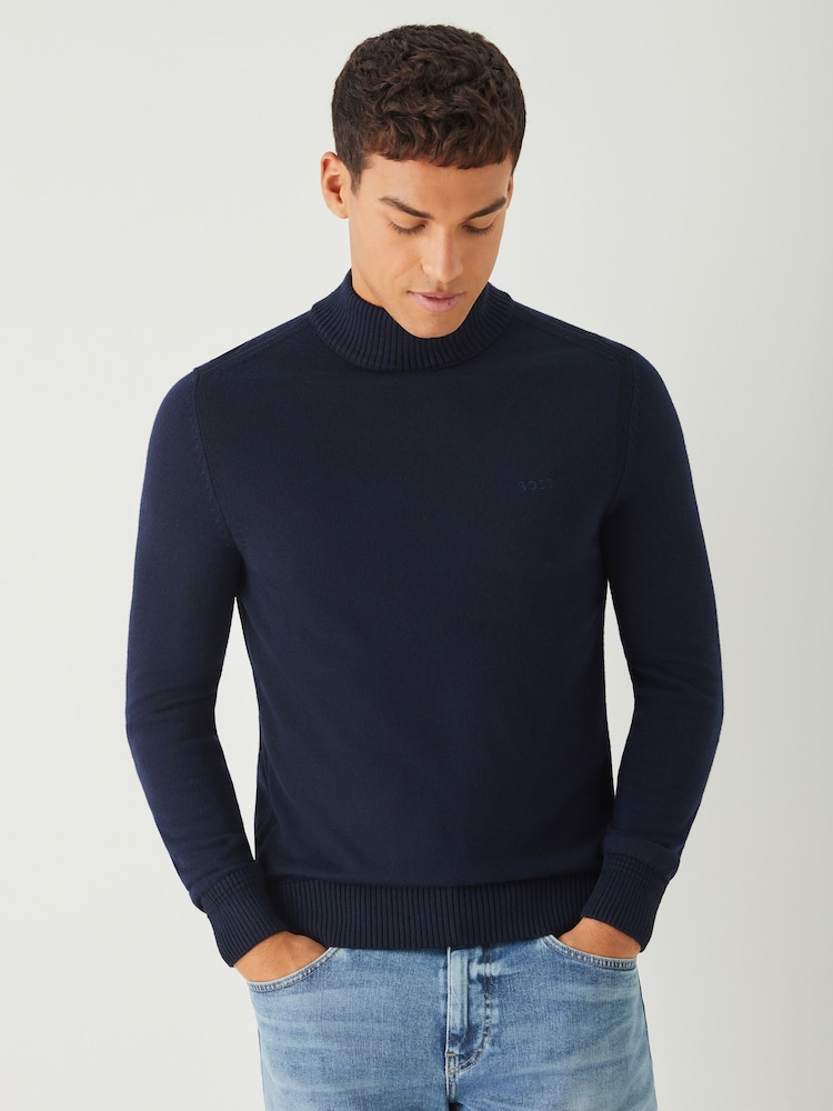 BOSS Blue Chrome Avac Logo Jumper - Image 1 of 5 BOSS Blue Chrome Avac Logo Jumper - Image 1 of 5