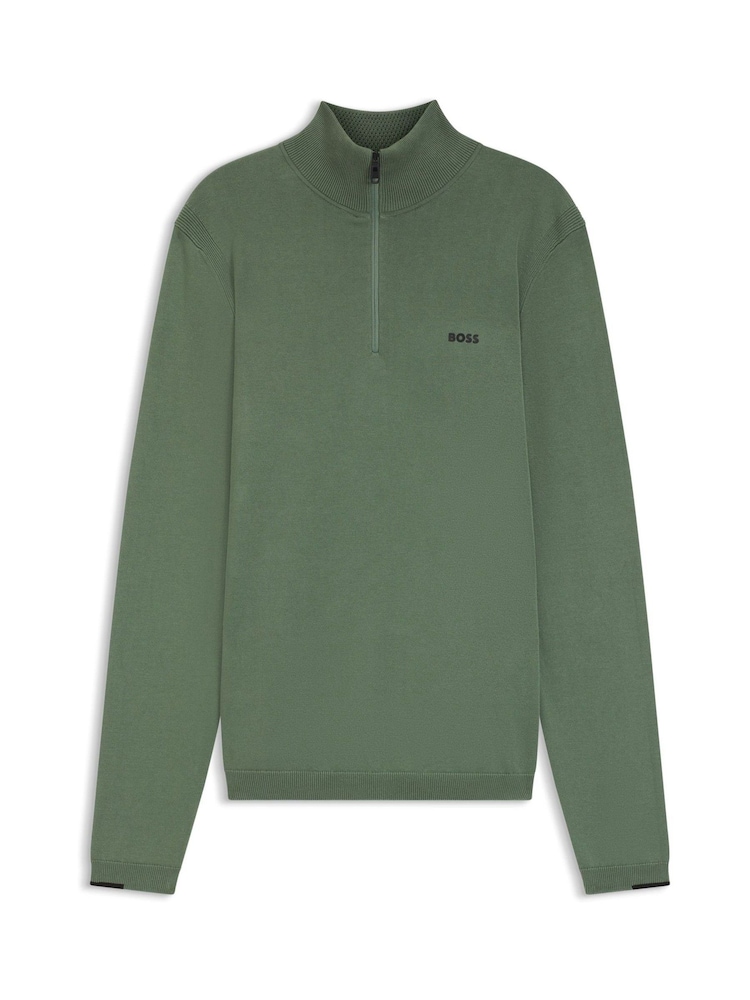 Verde - BOSS Regular Fit Ever Quarter Zip Jumper - Imagen 5 de 5