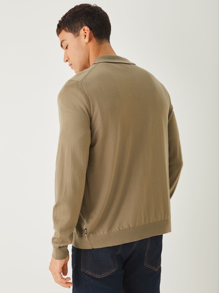 BOSS Brown Helbert Button Through Knitted Shirt - Image 2 of 4 BOSS Brown Helbert Button Through Knitted Shirt - Image 2 of 4