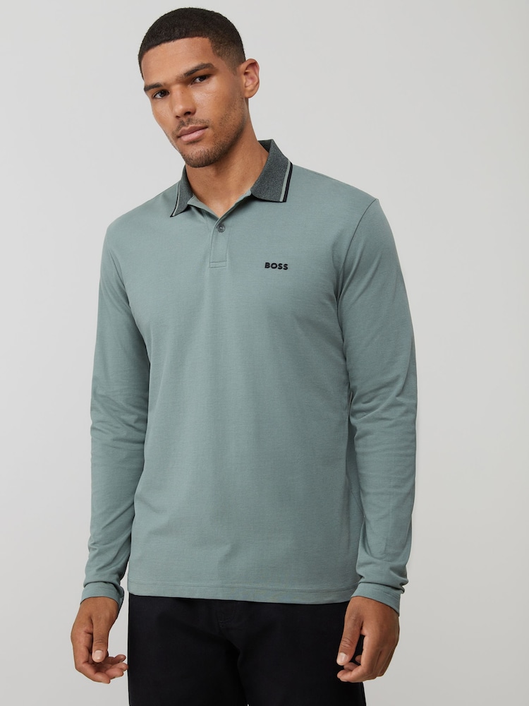 BOSS Green Regular Fit League Plisy Contrast Collar Polo Shirt - Image 1 of 4