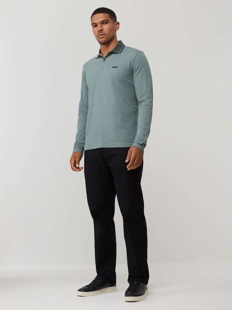 BOSS Green Regular Fit League Plisy Contrast Collar Polo Shirt - Image 2 of 4