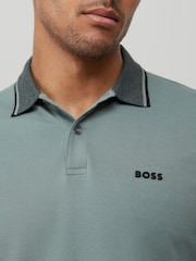 BOSS Green Regular Fit League Plisy Contrast Collar Polo Shirt - Image 4 of 4