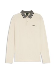 BOSS White Regular Fit League Plisy Contrast Collar Polo Shirt - Image 1 of 1