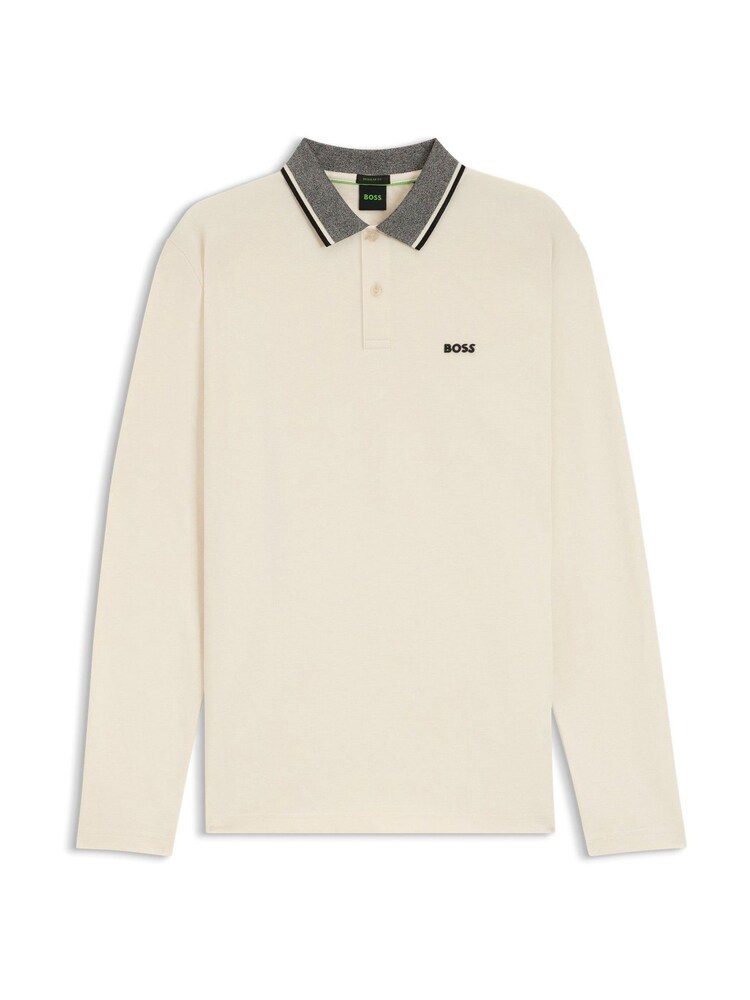 BOSS White Regular Fit League Plisy Contrast Collar Polo Shirt - Image 1 of 1