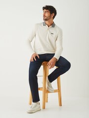 BOSS Cream Regular Fit League Plisy Contrast Collar Polo Shirt - Image 3 of 5