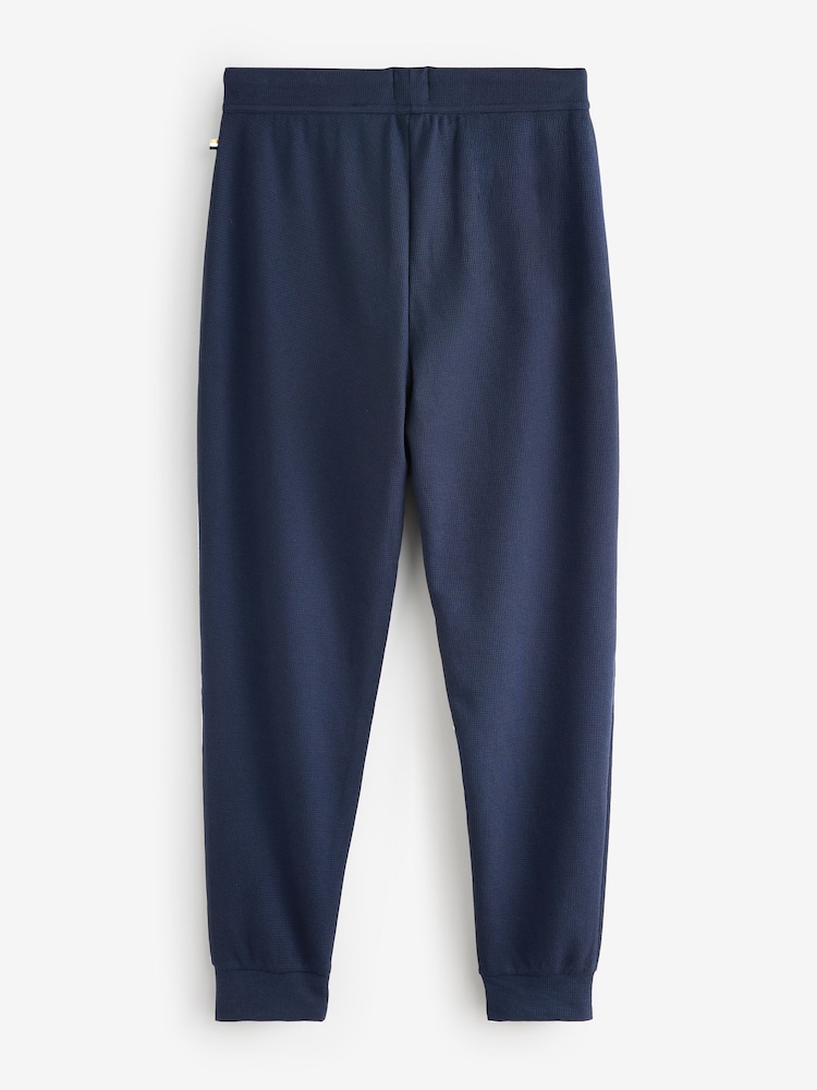 BOSS Navy Blue Waffle Joggers - Image 2 of 2