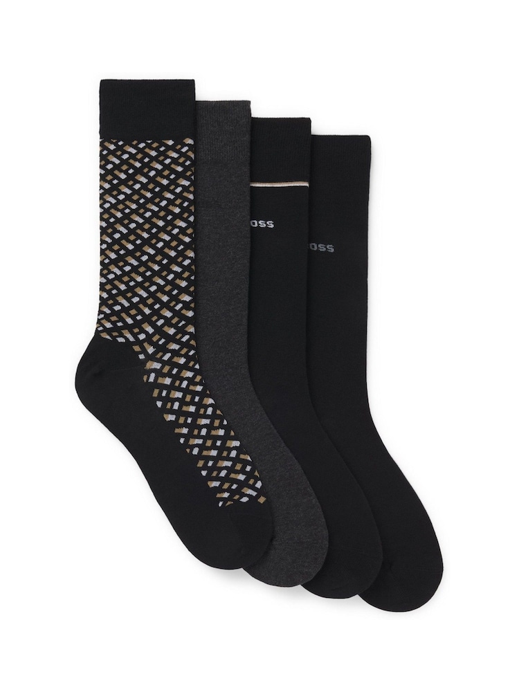 BOSS Black Logo Socks 4 Pack - Image 1 of 2