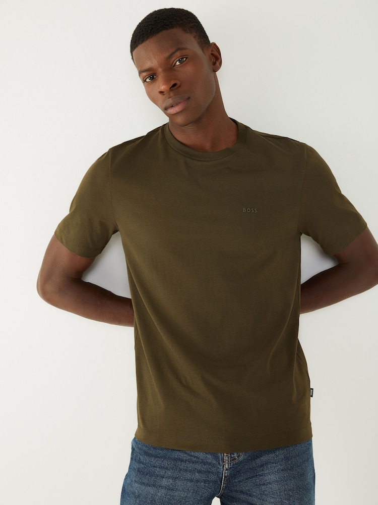 Verde - BOSS Regular Fit Thompson Logo T-Shirt - Imagen 1 de 4