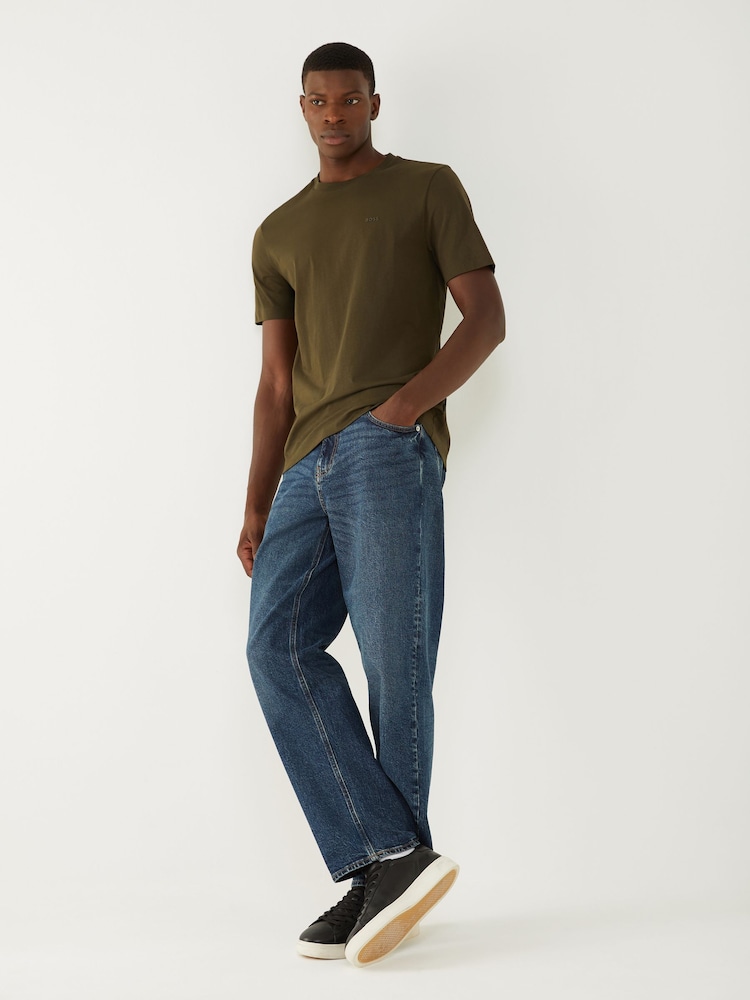 Verde - BOSS Regular Fit Thompson Logo T-Shirt - Imagen 2 de 4