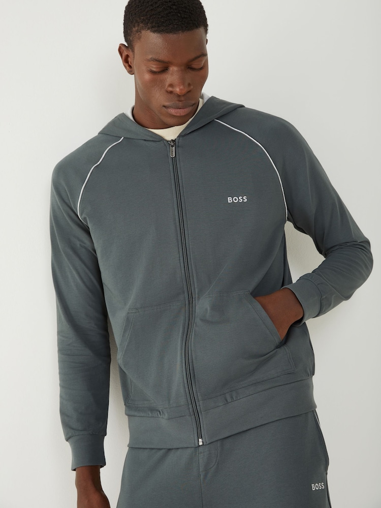 BOSS Green Stretch Cotton Zip-Up Hoodie - Image 1 of 4 BOSS Green Stretch Cotton Zip-Up Hoodie - Image 1 of 4