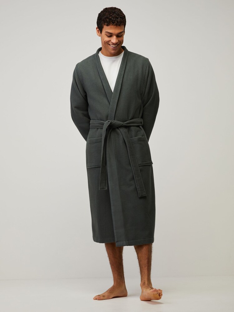 BOSS Light Green Waffle Logo Robe - Image 1 of 4 BOSS Light Green Waffle Logo Robe - Image 1 of 4