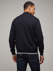 BOSS Blue Quarter Zip Logo Knitted Jumper - Image 2 of 5