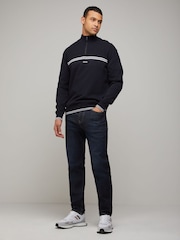 BOSS Blue Quarter Zip Logo Knitted Jumper - Image 3 of 5