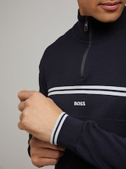 BOSS Blue Quarter Zip Logo Knitted Jumper - Image 4 of 5