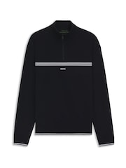 BOSS Blue Quarter Zip Logo Knitted Jumper - Image 5 of 5